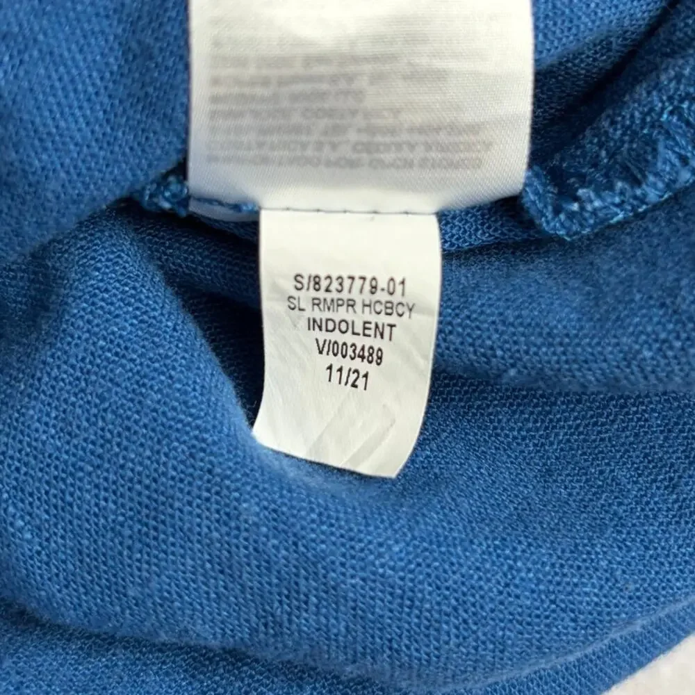 Old Navy Linen Blend Romper Girl's M Blue Sleeveless Boho Cute Playground Summer